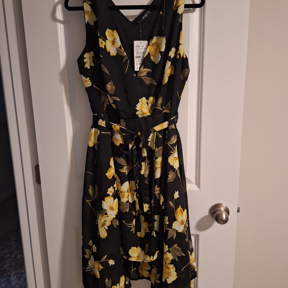 Floral Black and Yellow Dress